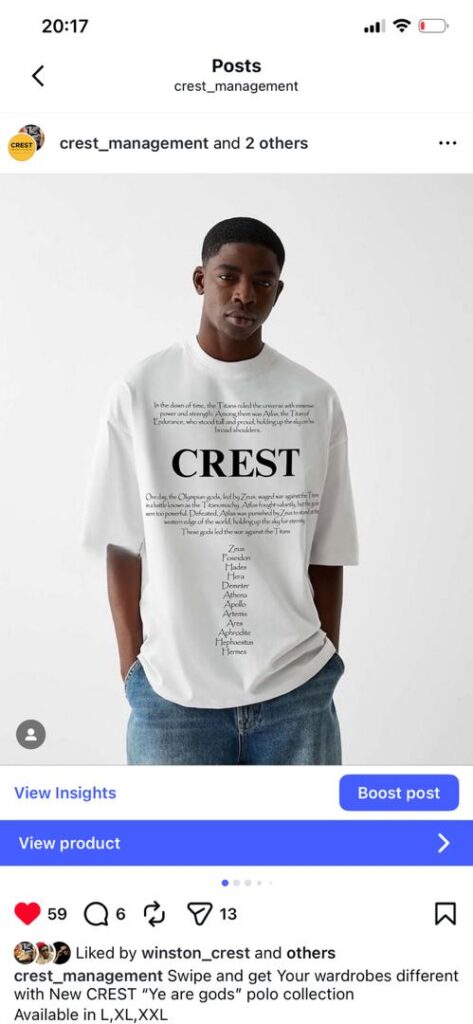 CREST YE ARE GODS TEE COLLECTION