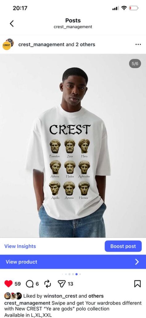 CREST YE ARE GODS HEAD TEE